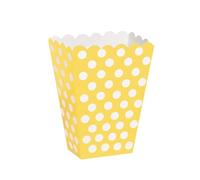 Unique Party 59293 - Yellow Polka Dot Popcorn Treat Boxes, Pack of 8
