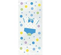 Unique Party 61863 - Cellophane Blue Polka Dot Baby Shower Party Bags, Pack of 20