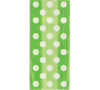 Unique Party 62061 - Cellophane Lime Green Polka Dot Party Bags, Pack of 20