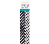 Unique Party 62080 - Black Polka Dot Paper Straws, Pack of 10
