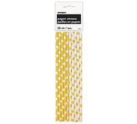Unique Party 62083 - Yellow Polka Dot Paper Straws, Pack of 10