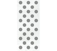 Unique Party 62180 - Cellophane Silver Polka Dot Party Bags, Pack of 20