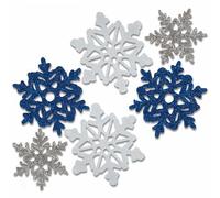 Unique Party 62551 - Mini Glitter Snowflake Christmas Decorations, Assorted Pack of 6