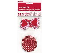 Unique Party 62633 - Hearts Cupcake Cases and Cupcake Toppers Kit for 24