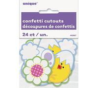 Unique Party 62667 - Paper Confetti Cut Out Easter Bunny and Chick Decorations, Pack of 24