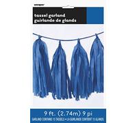 Unique Party 62956 - 9ft Tissue Paper Royal Blue Tassel Garland