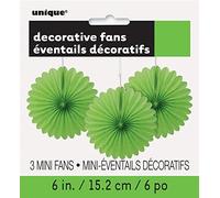 Unique Party 63258 - Mini Lime Green Tissue Paper Fan Decorations, Pack of 3