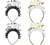Unique Party 63657 - Gold and Silver Happy New Year Party Headbands, Pack of 4