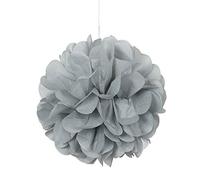 Unique Party 64217 - 23cm Small Silver Tissue Paper Pom Poms, Pack of 3