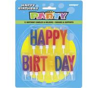 Unique Party 71190 - Letter Happy Birthday Candles in Holders, Set of 13