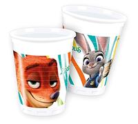 Unique Party 72336 - 200ml Disney Zootropolis Plastic Cups, Pack of 8