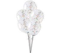 Clear Latex Balloons with Pink, Blue & Gold Star Confetti (40cm) Pack of 5 - Perfect for All Occasions and Celebrations