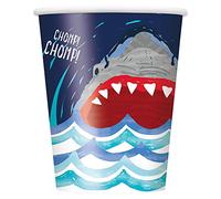 Unique Party 72536 - 9oz Shark Party Paper Cups, Pack of 8