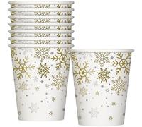 Unique Party 77126 - 9oz Silver and Gold Snowflakes Christmas Cups, Pack of 8
