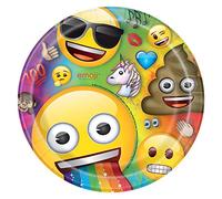 Unique Party 79435 - 23cm Rainbow Fun Emoji Paper Plates, Pack of 8