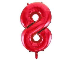 Unique Party 8 Glitz Number Balloon Red (One Size)