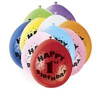 Unique Party 80300 - 9" Latex Assorted Happy 1st Birthday Balloons, Pack of 10