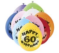 Unique Party 80315 - 9" Latex Assorted Happy 60th Birthday Balloons, Pack of 10