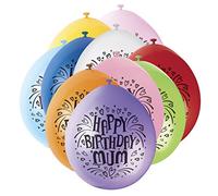 Unique Party 80321 - 9" Latex Assorted Happy Birthday Mum Balloons, Pack of 10