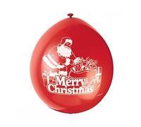 Unique Party 80354 - 9" Latex Santa Merry Christmas Balloons, Pack of 10