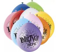 Unique Party 80359 - 9" Latex Assorted The Party's Here Balloons, Pack of 10