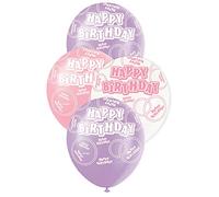 Unique Party 80870 - 12" Latex Glitz Pink Birthday Balloons, Pack of 6