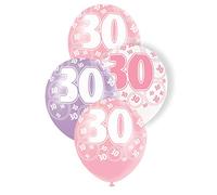 Unique Party 80874 - 12" Latex Glitz Pink 30th Birthday Balloons, Pack of 6