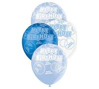 Unique Party 80880 - 12" Latex Glitz Blue Birthday Balloons, Pack of 6