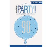 Unique Party 83364-18" Foil Glitz Blue & Silver 90th Birthday Balloon