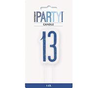 Unique Party 83876 - Glitz Blue & Silver 13th Birthday Candle