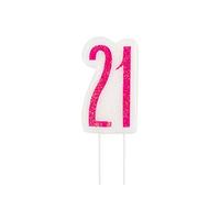 Unique 83892 Pink Number Birthday Candle | Glittered 1 Pc, Age 21