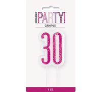 Unique Party 83893 Pink Number Birthday Candle | Glittered 1 Pc, Age 30