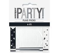 Unique Party 83913 - Glitz Black & Silver Cupcake Toppers, Pack of 6