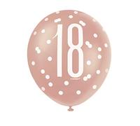 Unique Party 84915 Number Latex Balloons-12 | Rosegold | 6 Pcs, Rose Gold, Age 18