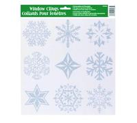 Unique Party 90056 - Silver Glitter Snowflake Christmas Window Clings