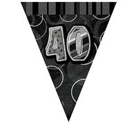 Unique Party 90804 - 9ft Foil Glitz Black 40th Birthday Bunting Flags