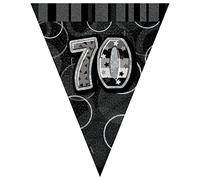 Unique Party 90807 - 9ft Foil Glitz Black 70th Birthday Bunting Flags