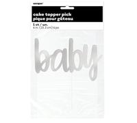 Unique Party 90902 - Silver Foil Script "Baby" Baby Shower Cake Topper