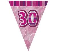 Unique Party 90953 - 9ft Foil Glitz Pink 30th Birthday Bunting Flags