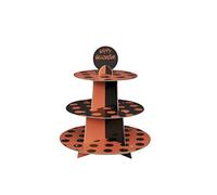 Unique Party 91175 - Orange and Black Polka Dot Halloween Cupcake Stand