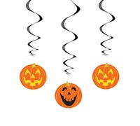 Unique Party 91180 - 66cm Hanging Swirl Pumpkin Halloween Decorations, Pack of 3