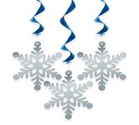 Unique Party 91183 - 66cm Hanging Swirl Snowflake Christmas Decorations, Pack of 3