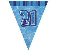 Unique Party 92082 - 9ft Foil Glitz Blue 21st Birthday Bunting Flags