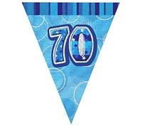 Unique Party 92087 - 9ft Foil Glitz Blue 70th Birthday Bunting Flags