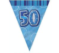 Unique Party 92091 - 9ft Foil Glitz Blue 50th Birthday Bunting Flags
