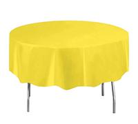 Unique Party 99157 - Round Neon Yellow Plastic Tablecloth, 7ft