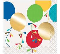 Unique Party Balloons Cocktail Napkins (Pack Of 16) Multicoloured (One Size)