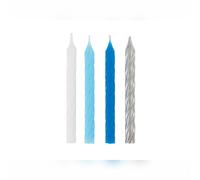 Unique Party 19971 - Blue, White and Silver Spiral Birthday Candles, Pack of 24,6 centimeters