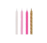 Unique Party Birthday Candles, Pink, White & Gold, 24 Pack