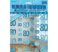 Unique Party Blue 80Th Birthday/anniversary Hanging String Decorations Blue (One Size)